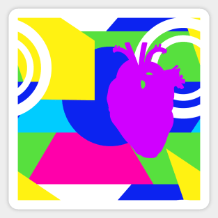 80s neon color block heart Sticker